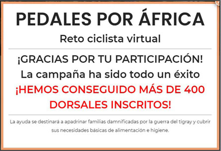 Cartel del reto solidario virtual Pedales por África